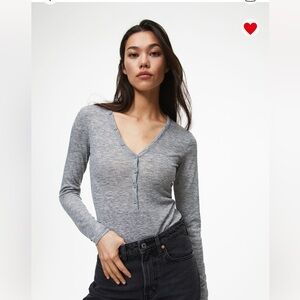 H&M Gray Button Down Thong Bodysuit Womens Size M